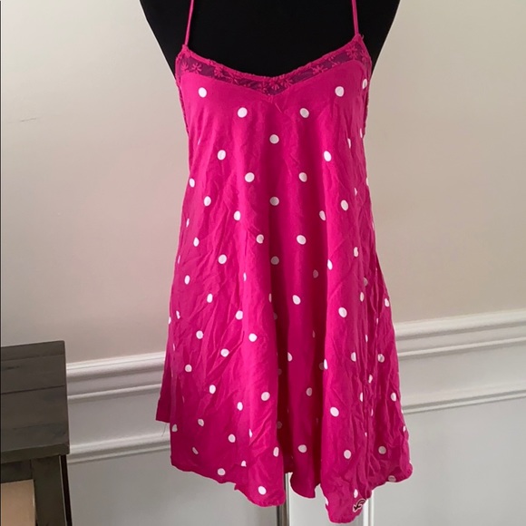 white dress pink polka dots